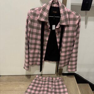 Brand New *RARE* Pink Plaid Maje Wool Blazer and Jalisa Mini Skirt Suit Set sz L